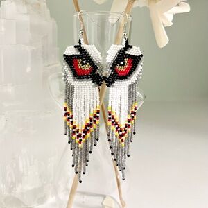 Powerful, Intuitive Beaded Owl Earrings with Fringe